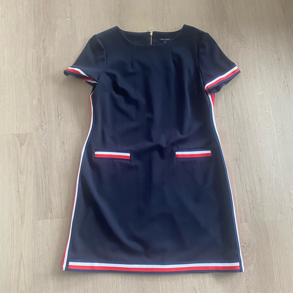 Tommy Hilfiger Navy Dress with Red & White Trim